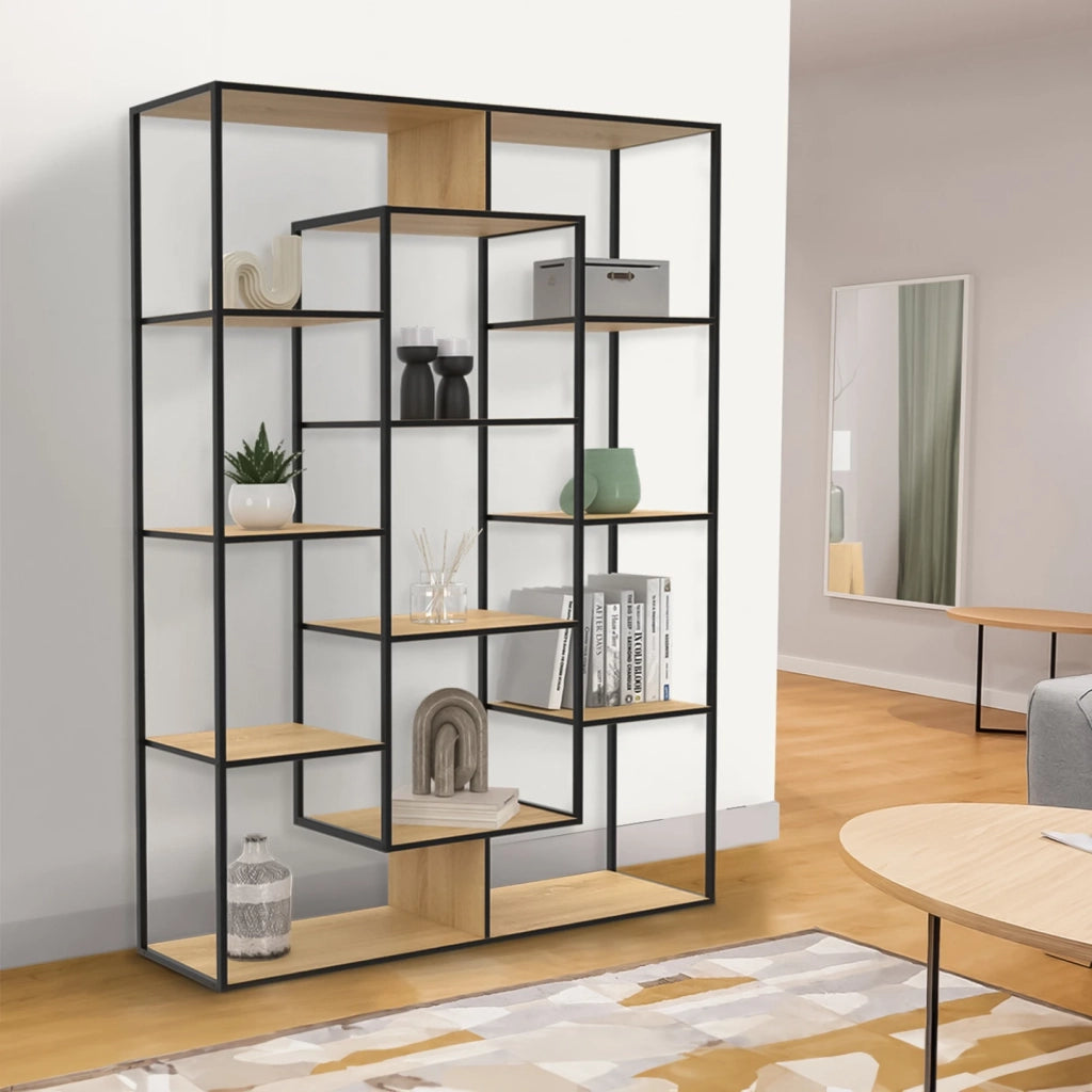 IDMarket - Estantería DETROIT con 11 compartimentos de diseño industrial H.143 cm
