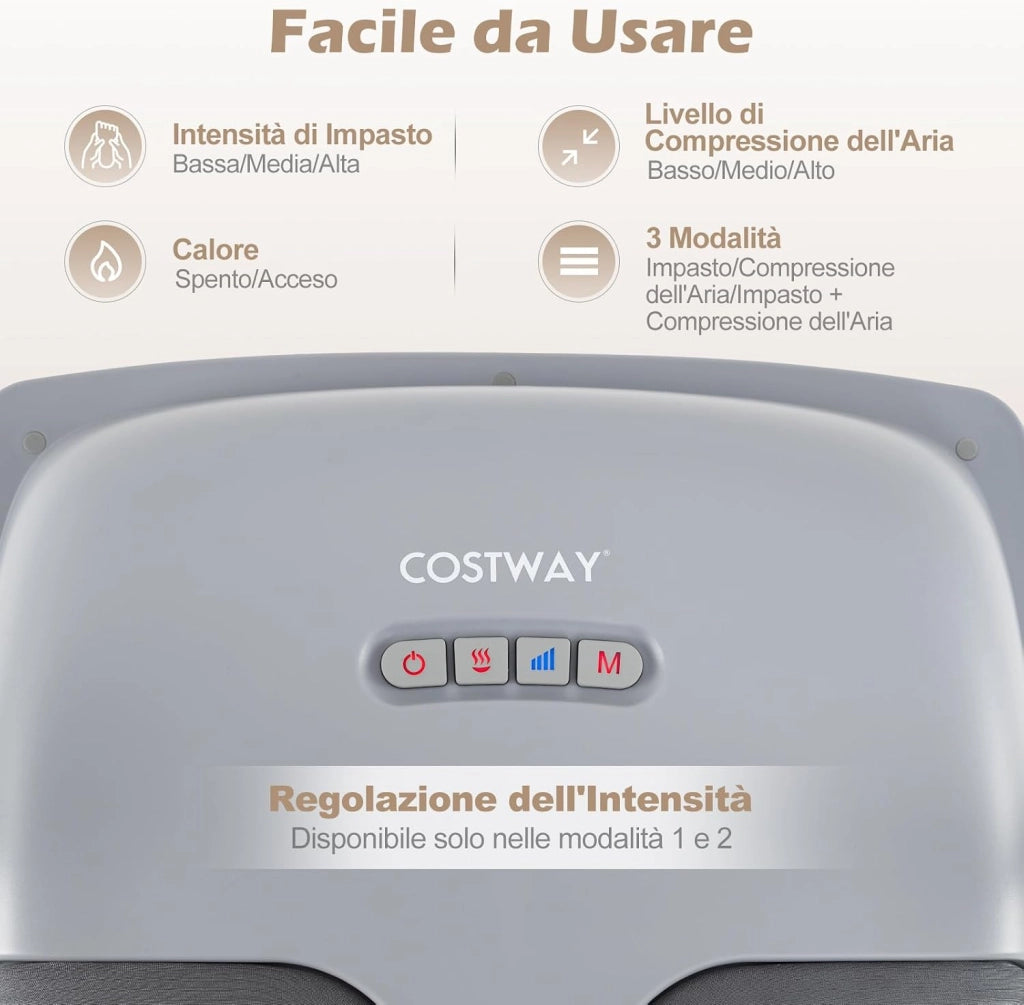 Massaggiatore per Piedi Shiatsu con Calore, Impastamento Profondo a 3 Livelli, Compressione Aria, Timer e Copertura Antipolvere, Scaldapiedi per Fascite Plantare e Neuropatia