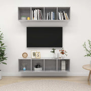 Mobile TV a Parete 2 pz Grigio Cemento in Truciolato 3079785