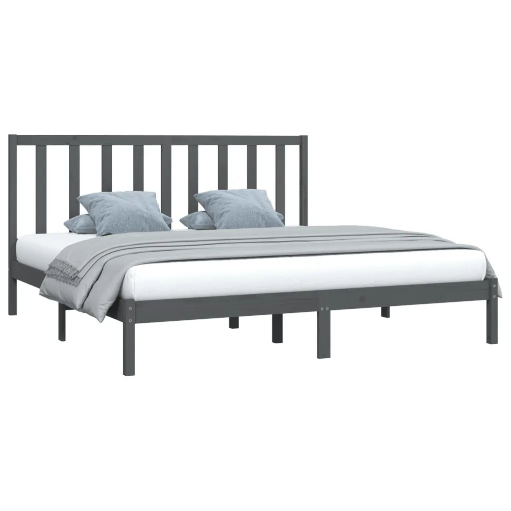 Giroletto-Struttura Letto Grigio in Legno Massello di Pino 200x200 cm 119629