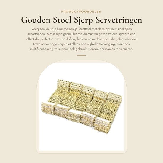 Servizi di Tavola 50 pezzi - Anelli di Servizio in Oro - Aspetto di Diamanti - Decorazione di Tavola Decorativa - Riciclabile - 3,8 cm di Larghezza - Decorazione di Tavola