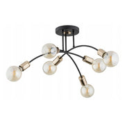 Plafoniera moderna LANTI nera/oro 6 luci E27 Alfa metallo