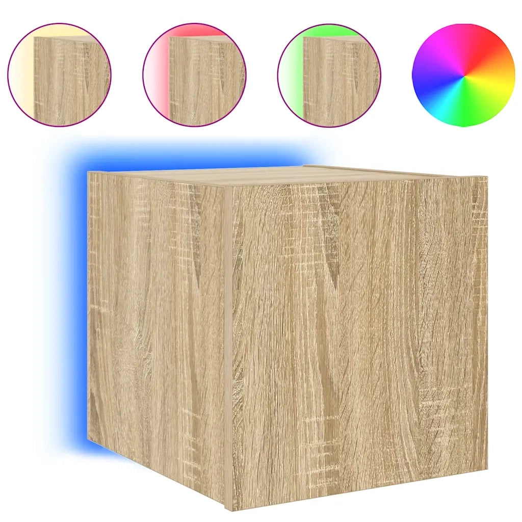 Mobili TV a Parete con Luci LED 2pz | Armadietto TV | Mobile Porta TV Rovere Sonoma 30,5x35x30 cm