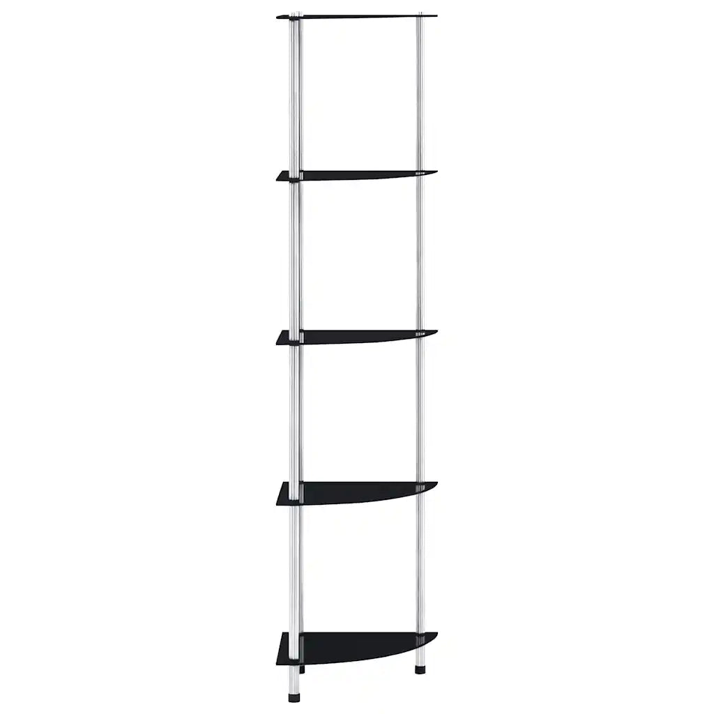 Scaffale a 5 Livelli Nero 30x30x130 cm in Vetro Temperato CFW5556129