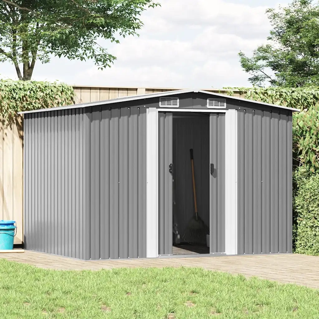 Capanno per Attrezzi in Metallo Grigio 257x205x178 cm 42907