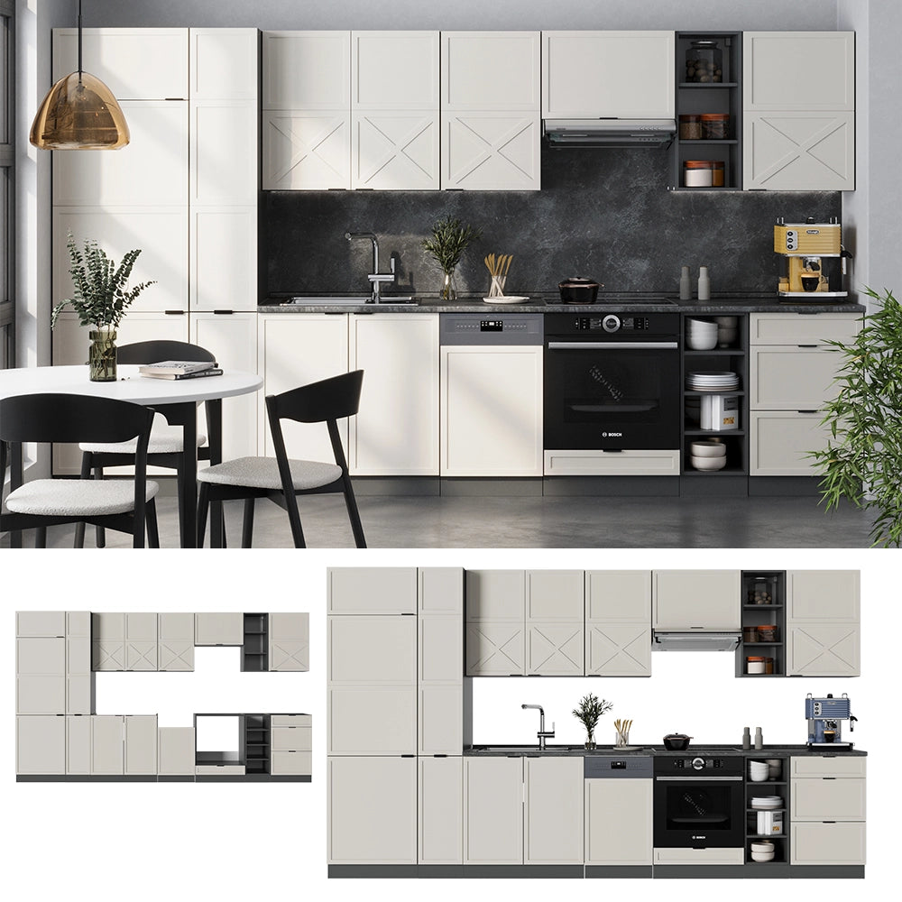 Cucina componibile Fame-Line GrigioBeige/Antracite 355 cm, PL Antracite Vicco