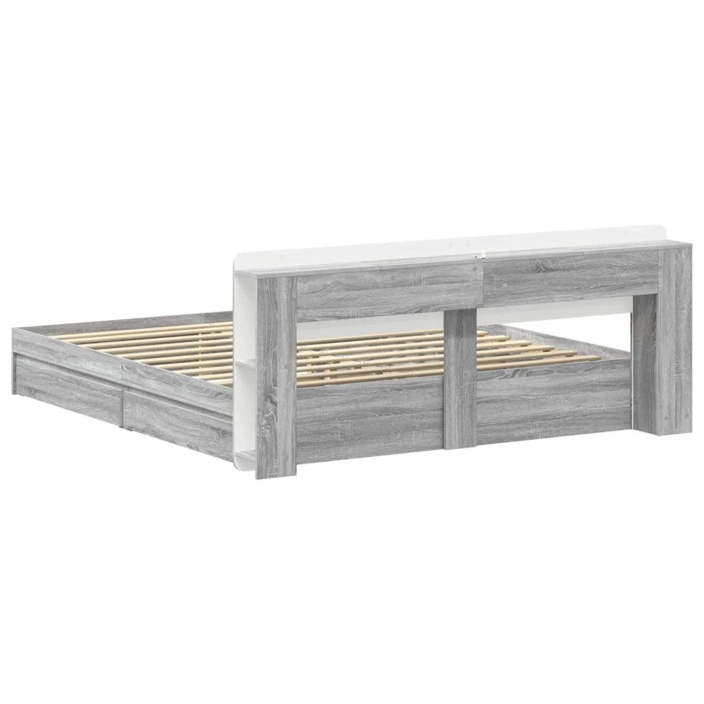 Telaio del letto con storage Sonoma grigio 180 x 200 cm