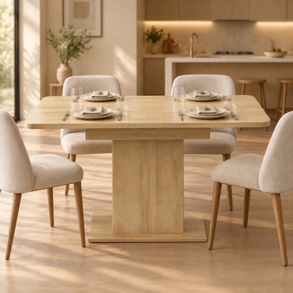 Tavolo da pranzo allungabile 110-130 cm con ripiani