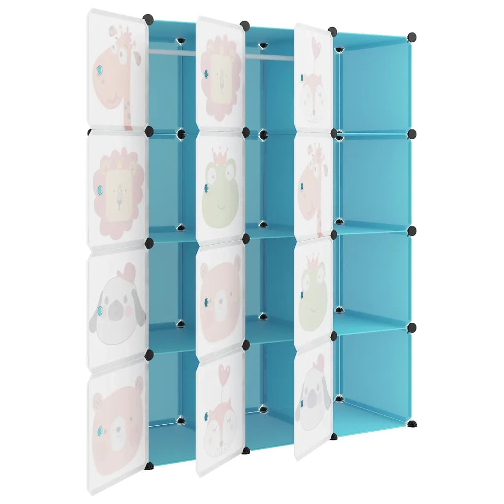Scaffale Portaoggetti per Bambini con 12 Cubi Blu in PP CFW9181059