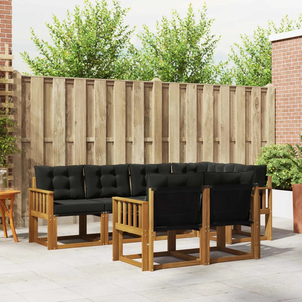 Set di divani da esterno con cuscino 7 pcs Naturale e Nero 3368759