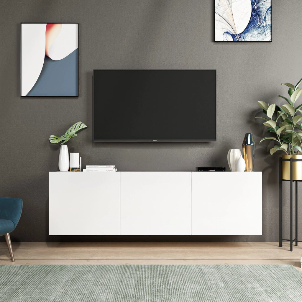 Porta TV in legno "White" - 150 x 31 x 44 cm - Bianco