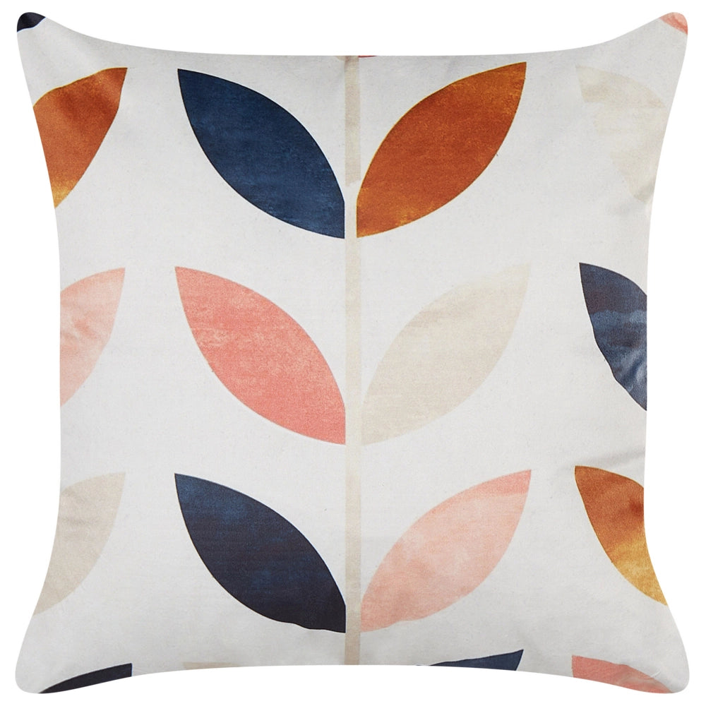 Cuscino in velluto multicolore 45 x 45 cm accessorio boho con motivo a foglie