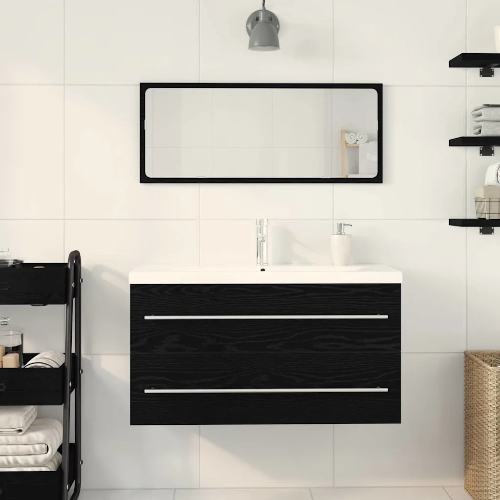 Armadio per Lavabo da Bagno con cassetto 3 pcs Rovere Nero 3333131