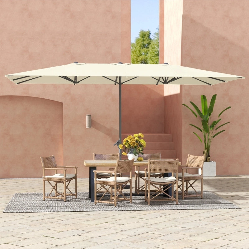 Doppio parasole 451 x 264 cm con manovella protezione UV 50+ struttura in alluminio impermeabile ideale per balcone patio e giardino colore bianco crema