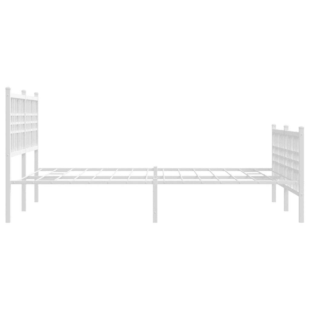 Giroletto con Testiera e Pediera-Struttura Letto Metallo Bianco 120x200 cm 233573