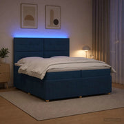 Letto Box Spring LED con Materasso Blu 200 x 200 cm Tessuto 3455943