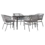 Set da Pranzo da Giardino 5 pz | Set Salotto da Giardino con Cuscini Polyrattan Vetro