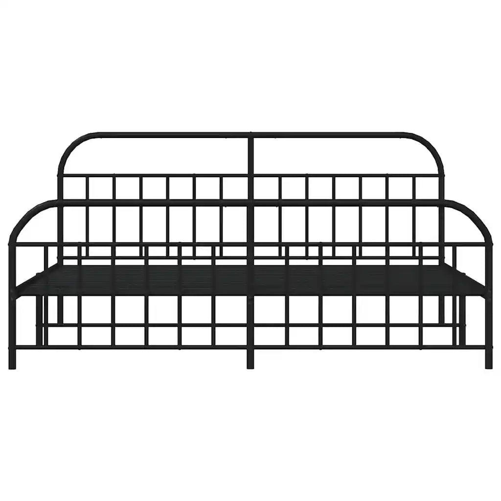 Giroletto con Testiera e Pediera Metallo Nero 193x203 cm 353659