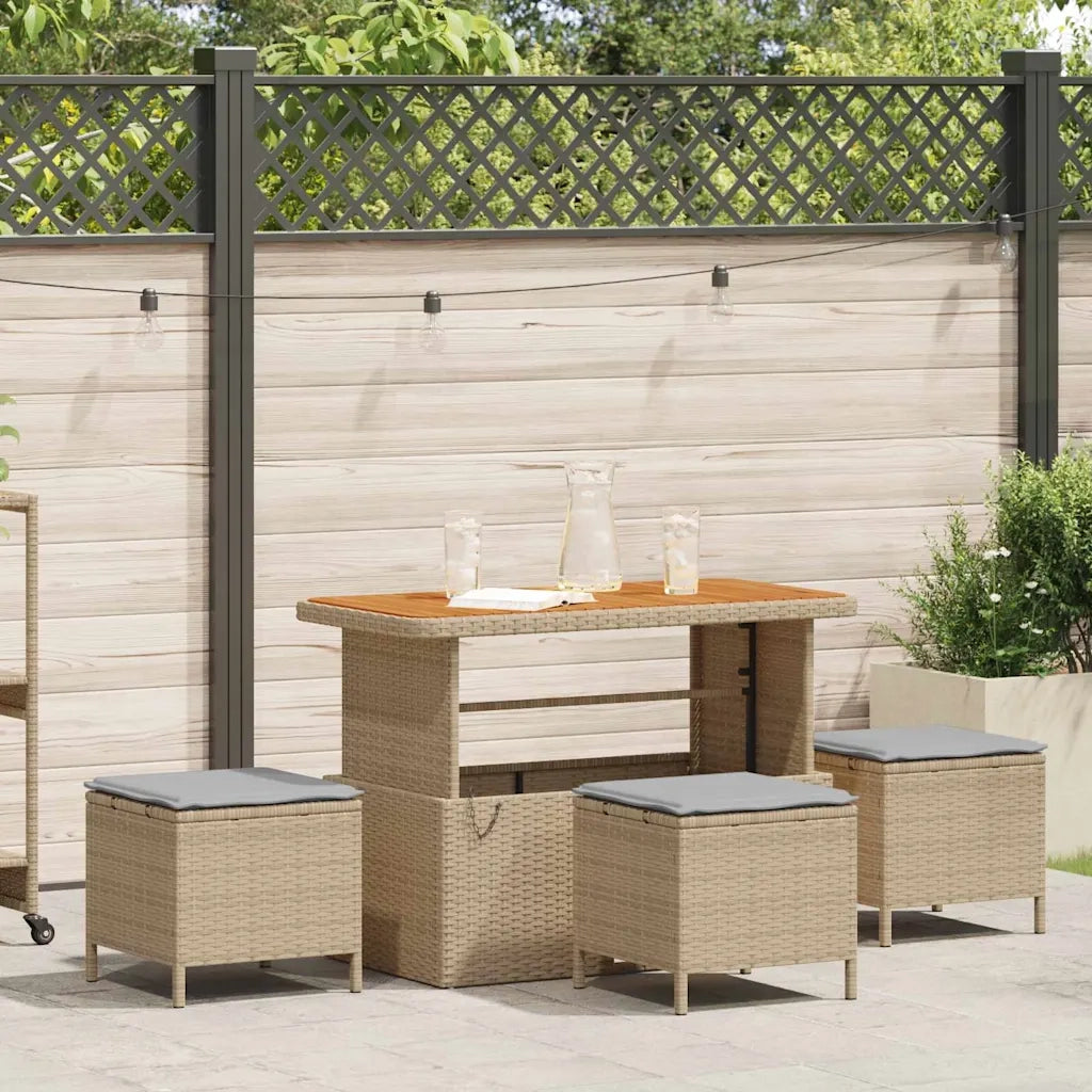 Set da Pranzo per Giardino | Set Salotto da Giardino Beige polyrattan