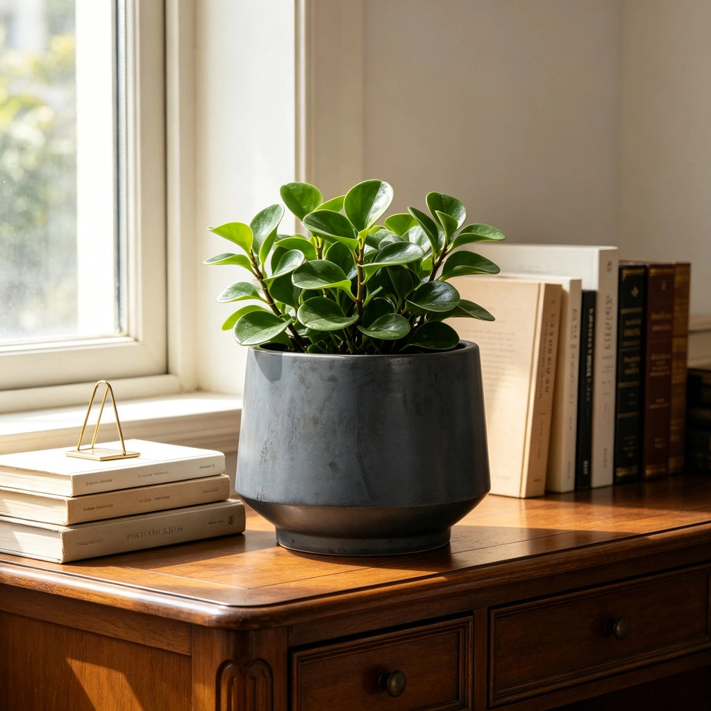 Fioriera a più livelli in ceramica fatta a mano con fori di drenaggio finitura opaca nera per interni e esterni Ø 28 cm