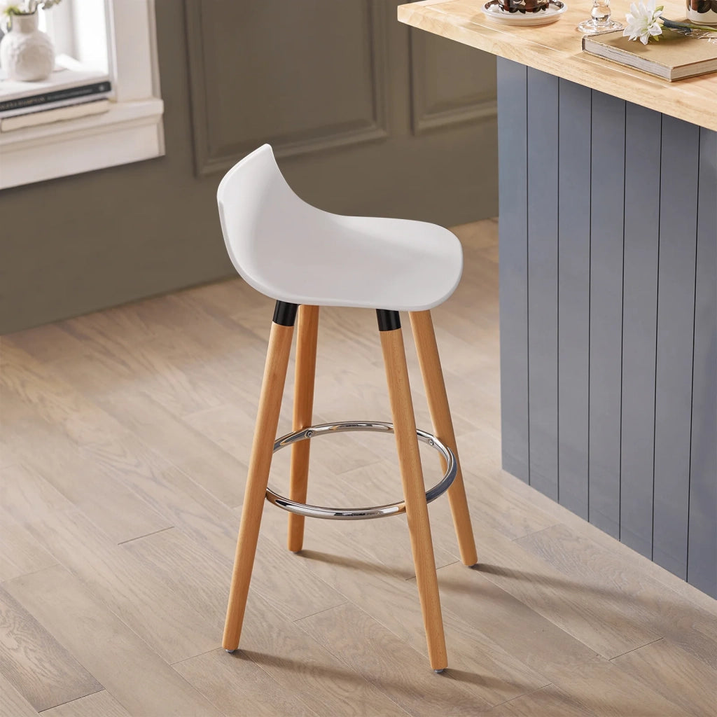 Sgabello da bar con poggiapiedi Sgabello da bancone con schienale Gambe in faggio bianco altezza seduta: 70cm FST86-W