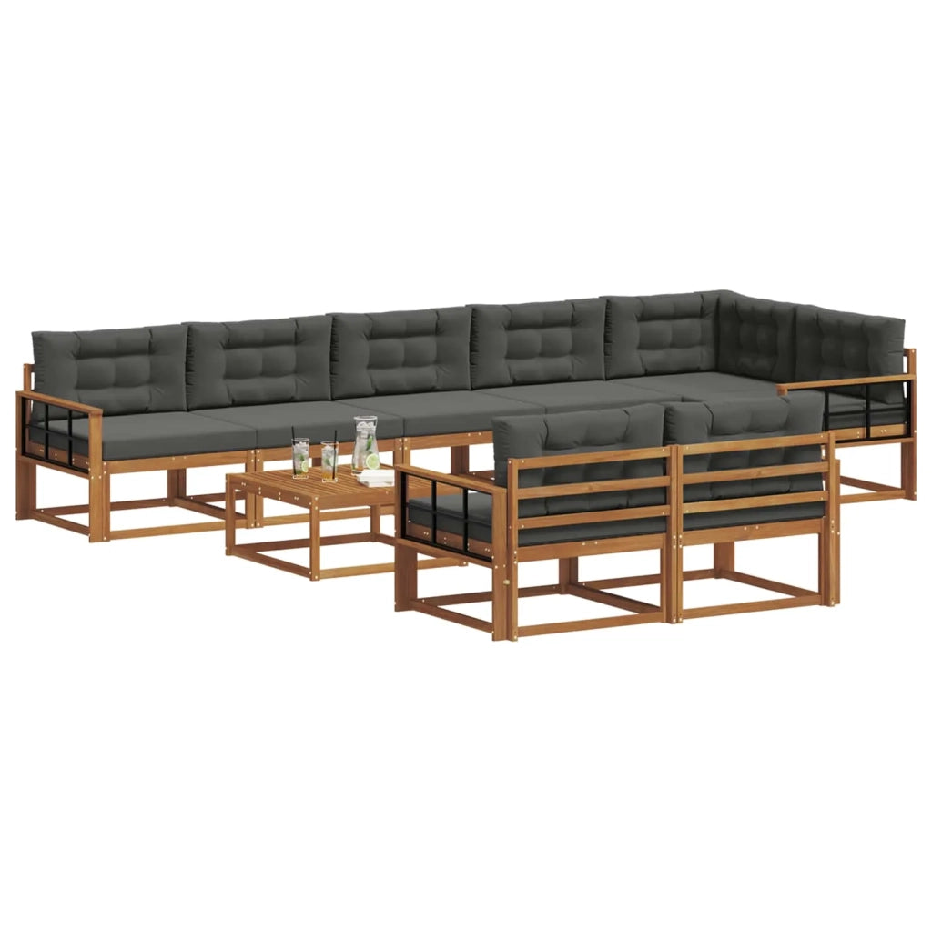 Set di divani da esterno con cuscino 9 pcs Naturale e Antracite 3367800