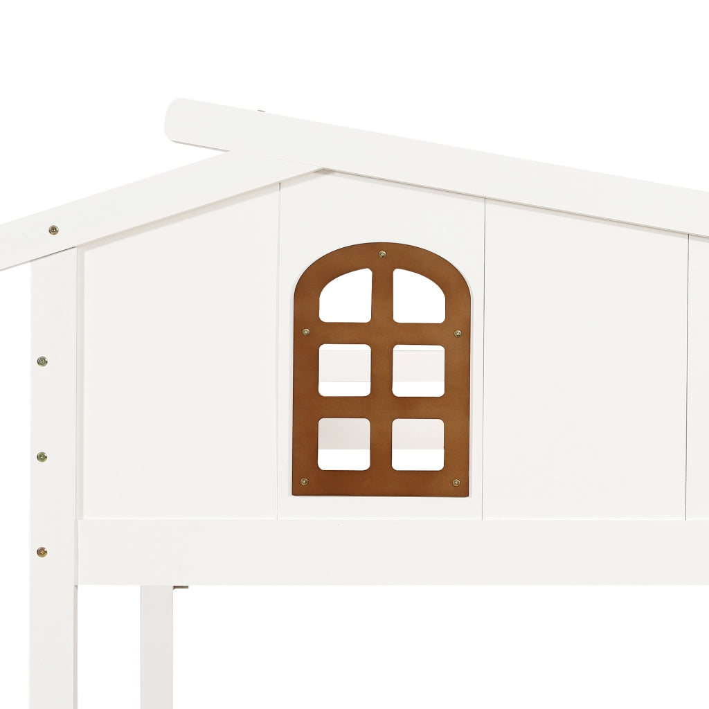 DESMIU Litto a castello 90 × 200 cm 2 posti con 2 cassetti, scala ad angolo e finestre, senza materasso
