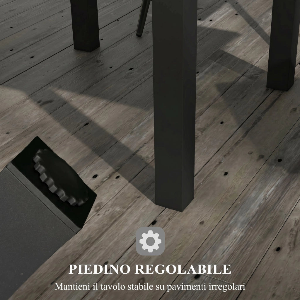 Tavolo da Giardino Allungabile per 4-6 Persone con Piano a Doghe, in Alluminio, 81/162x80x75 cm, Grigio