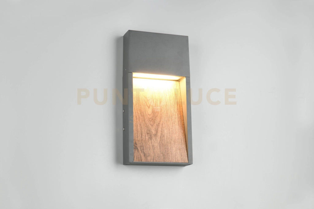 SALMON APPLIQUE DA ESTERNO LED 11W 1200lm, 3000K FUSIONE DI ALLUMINIO CON EFFETTO LEGNO IP44 H.33CM