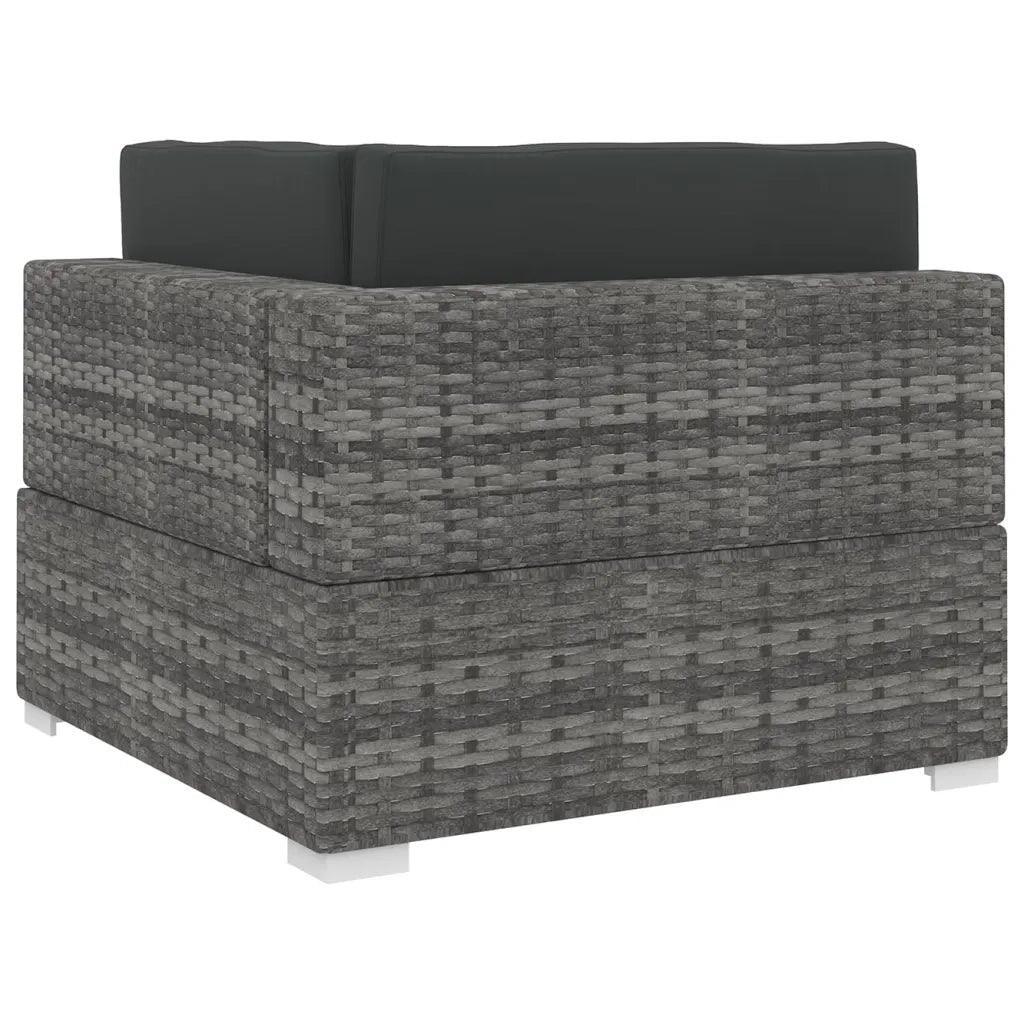 Poltrona Modulare ad Angolo 1 pz con Cuscini Polyrattan Grigio cod mxl 67033