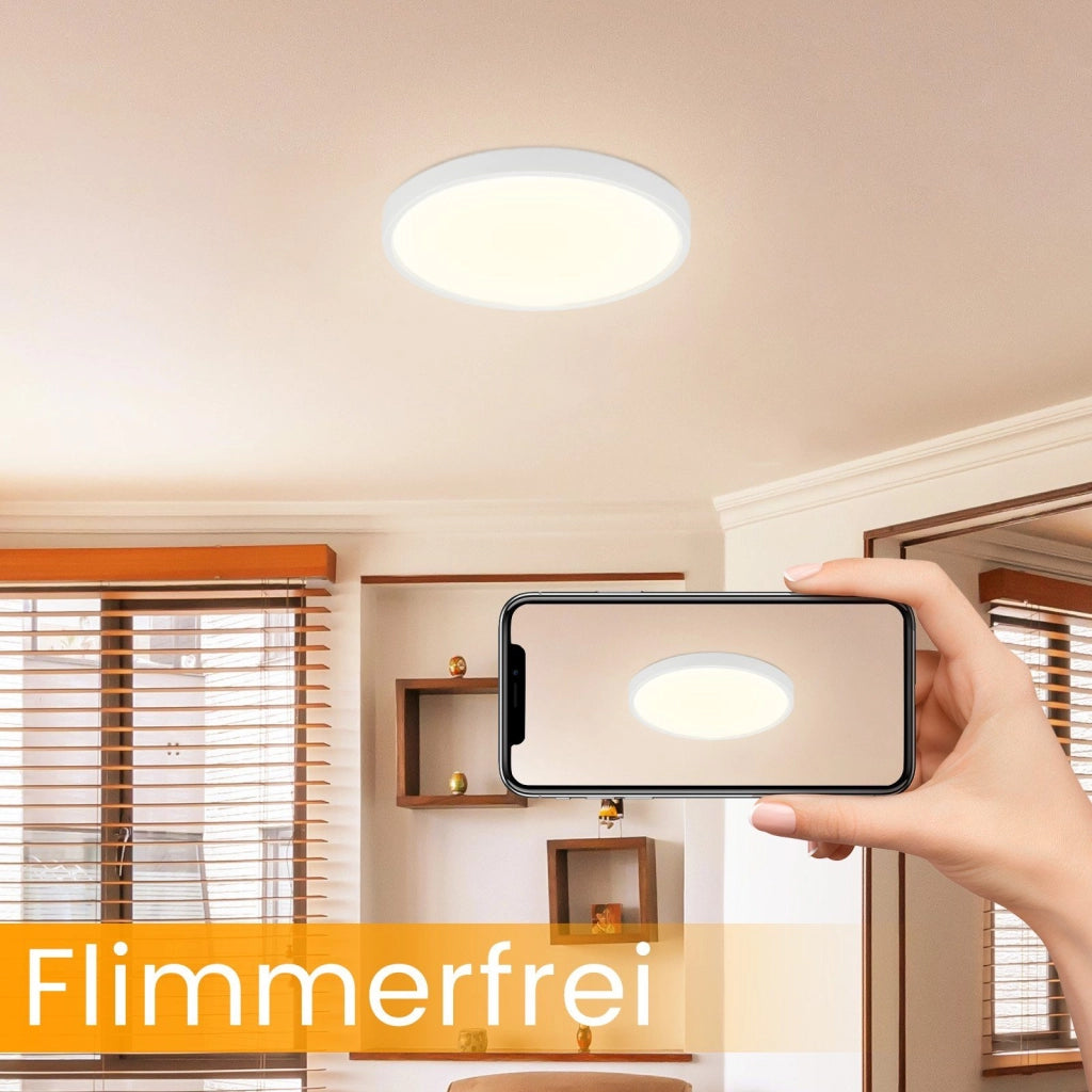 ZMH Lampada da soffitto plafoniera LED dimmerabile 20W rotonda piatta 30cm