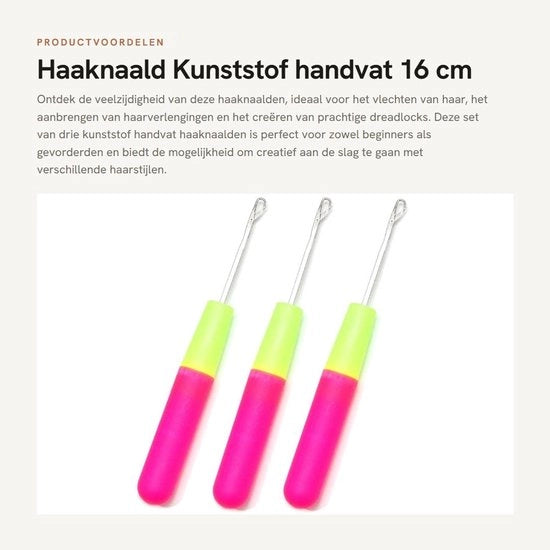Set di aghi da ricamo 3 pezzi - Manico in plastica - Lame in acciaio inossidabile - Lunghezza 16 cm - Per acconciature femminili - Facili da utilizzare - Aghi da ricamo