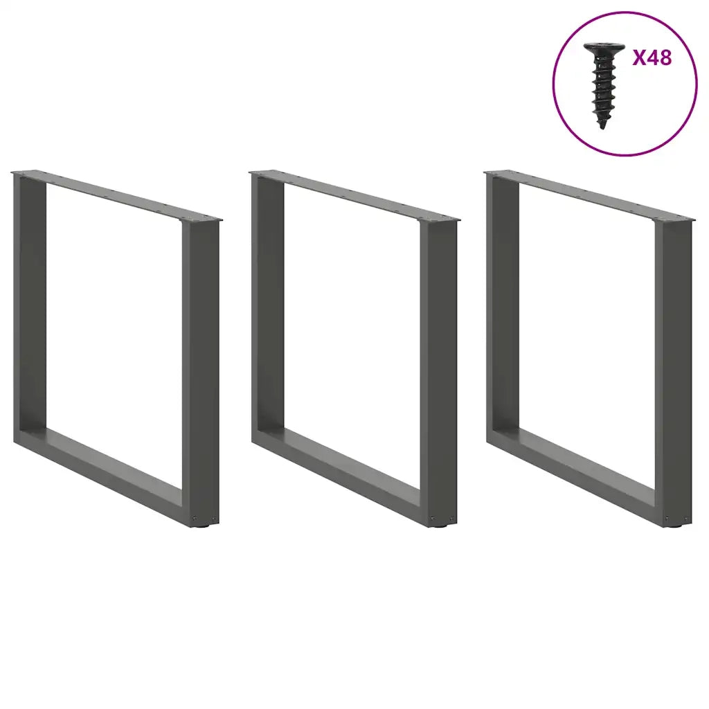 Gambe per tavolo da pranzo a forma di U 3 pz Antracite 100x(72-73) cm Acciaio