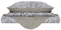 Copripiumino Matrimoniale con Stampa sul Sacco e Federe Doubleface Ornato Grigio