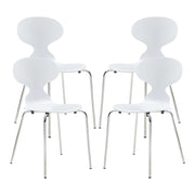 Set Kil di 4 Sedie Impilabili da Sala Pranzo - Bianco / Cromato [en.casa]