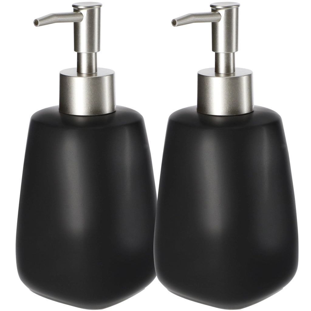 Dispenser di sapone liquido KADAX da 400 ml in ceramica nera, 2 pezzi