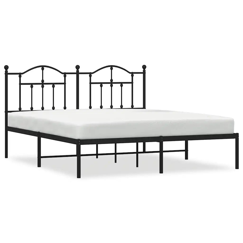Giroletto con Testiera-Struttura Letto con testiera in Metallo Nero 183x213 cm 837366
