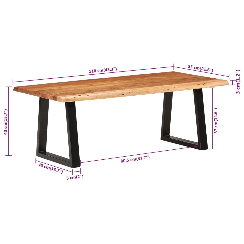 Tavolino da salotto | Tavolino da caff¨¨ | Tavolino da Soggiorno 110x55x40 cm in Legno Massello di Acacia