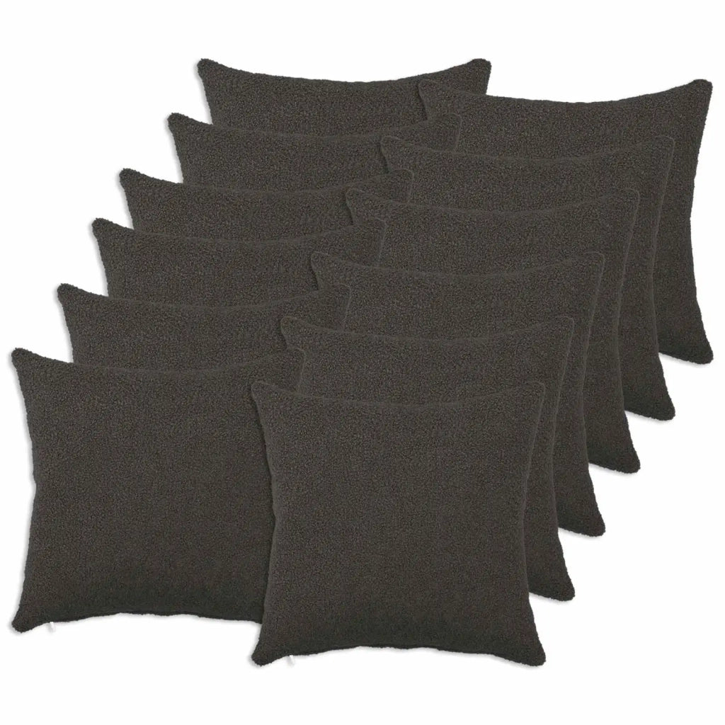 Federa 12 pcs HEERLEN Grigio Scuro 45 x 45 cm Bouclé 910434