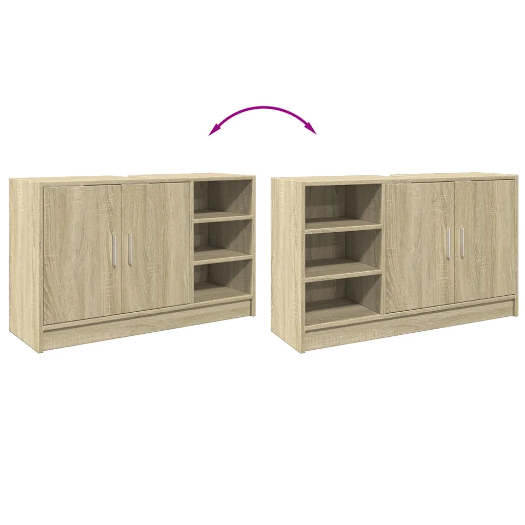 Mobiletto sottolavello moderno con contenitore 90 x 29 x 55 cm realizzato in legno composito di rovere Sonoma 02_0049543