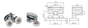 Coppia Cuscinetti Doppia Ruota Attacco Superiore ABS Cromato Box Doccia – Ø23 mm – Foro 9 mm – Interasse 26,5 mm