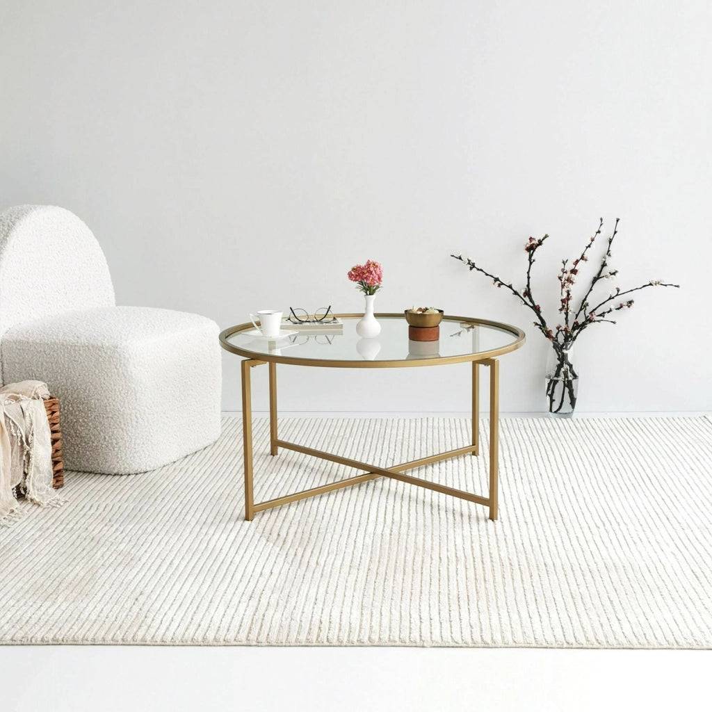 Ecaterina, Tavolino da Salotto Cassetti, 83x83x40h cm oro