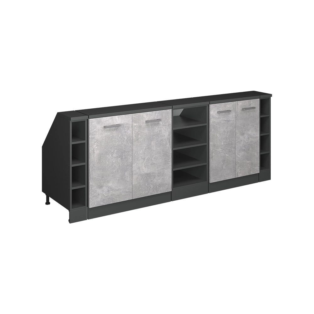 Set di mobili sottotetto Rion Calcestruzzo/Antracite 210 cm Set di 5 carcasse armadio profondità 60 cm Vicco