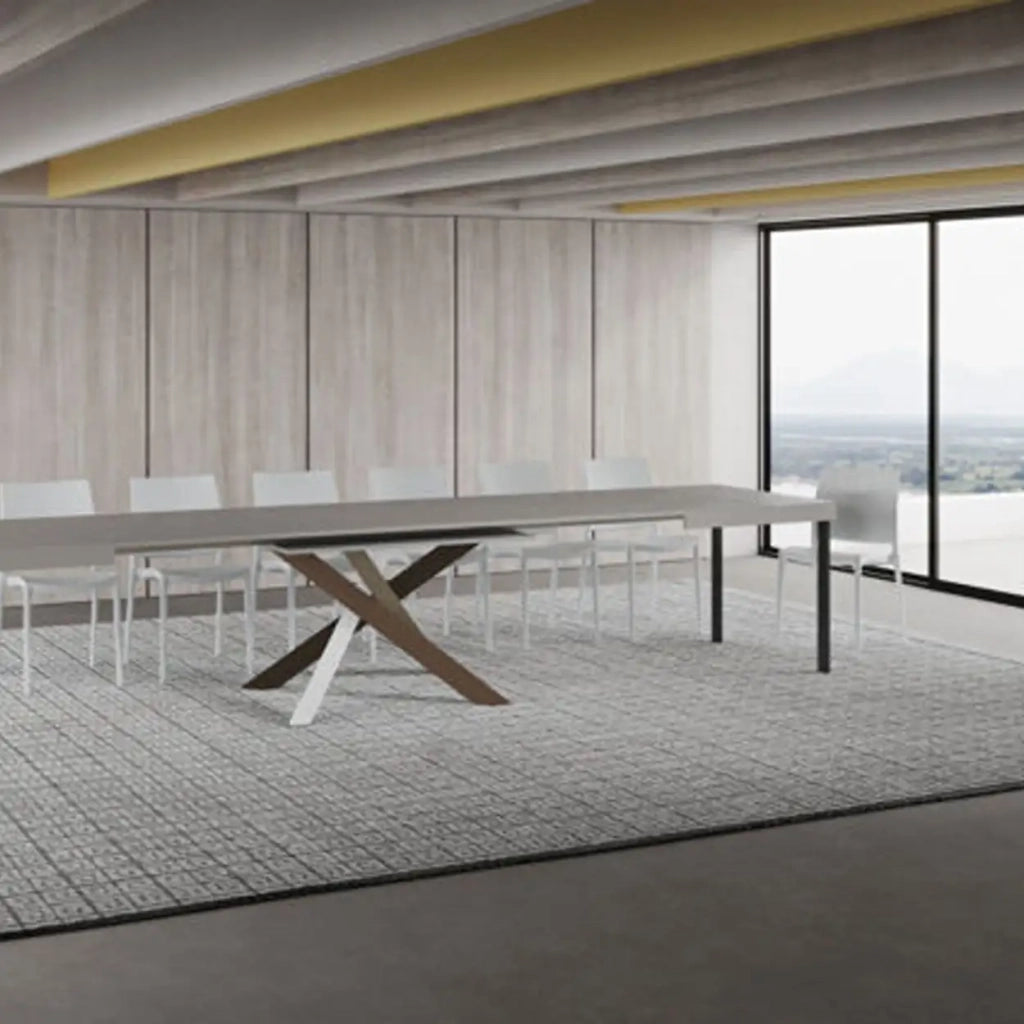 Tavolo allungabile 180/440x90 cm Volantis cashmere gambe multicolore 4/C