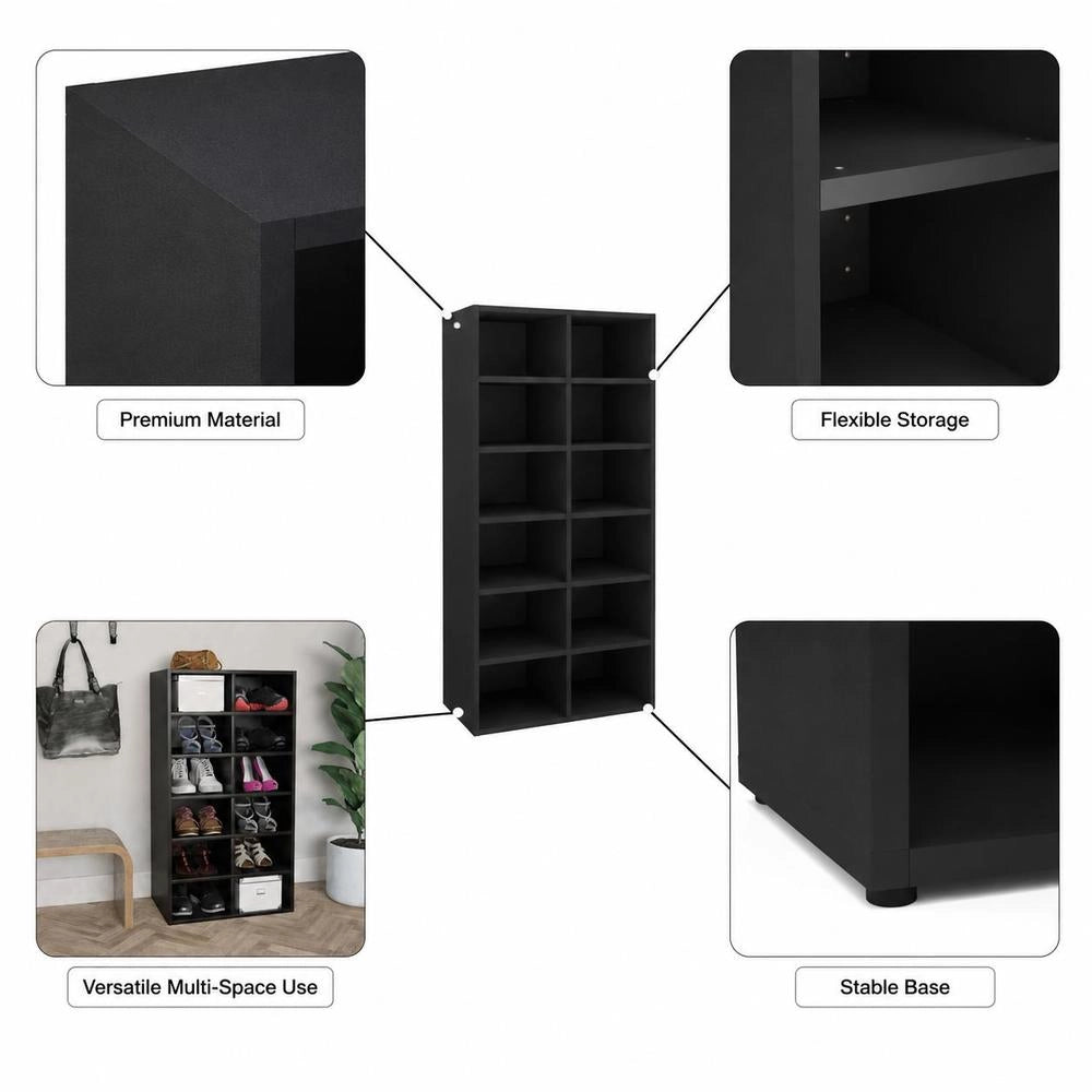 Shoe Rack, Black, 54x34x100.5 Cm, Wood-based Material