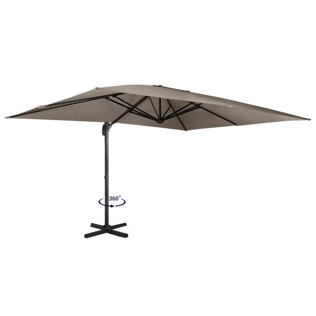 IDMarket - CALVI taupe 3x4 M ombrellone sfalsato a 360° con copertura