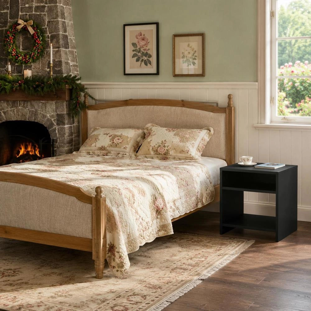 Bedside Tables 2 Pcs. Black 40x30x40 Cm Wood Material