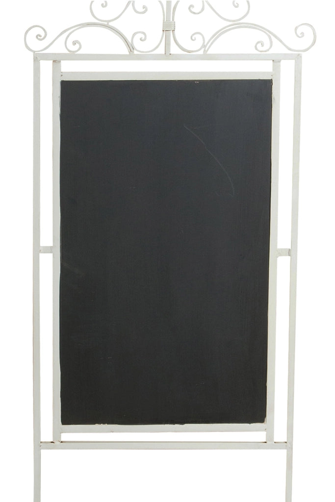 Biscottini Lavagna da terra in ferro battuto. Finitura bianco antico L52XPR40XH133 cm