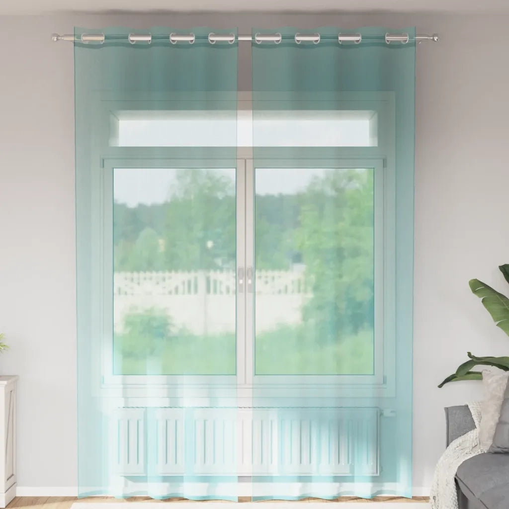 Tende in Voile con Occhielli 2 pz Turchese 4102147