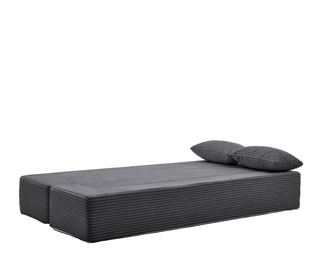 DIVANO LETTO 2 IN 1 In corduroy Grigio con 2 cuscini